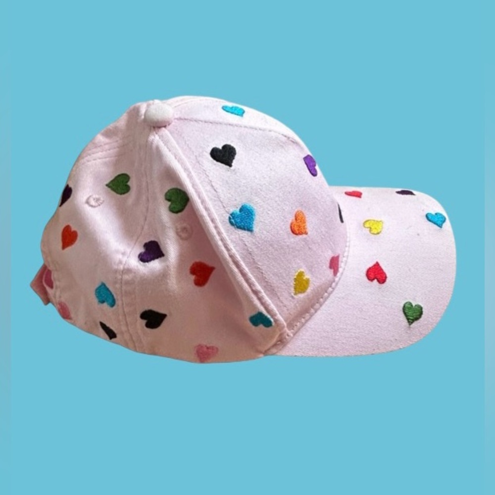 💗 SUPER CUTE!! EMBROIDERED HEARTS BASEBALL CAP! ADJUSTABLE!! UNISEX!